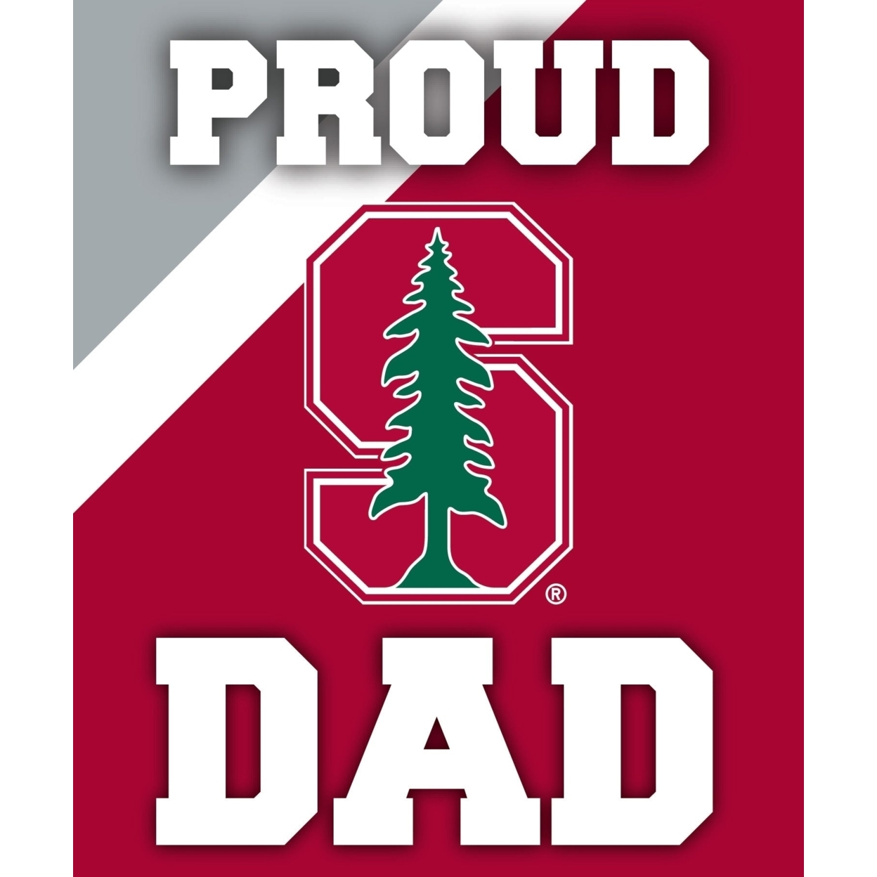 Stanford University NCAA Collegiate 5x6 Inch Rectangle Stripe Proud Dad Decal Sticker