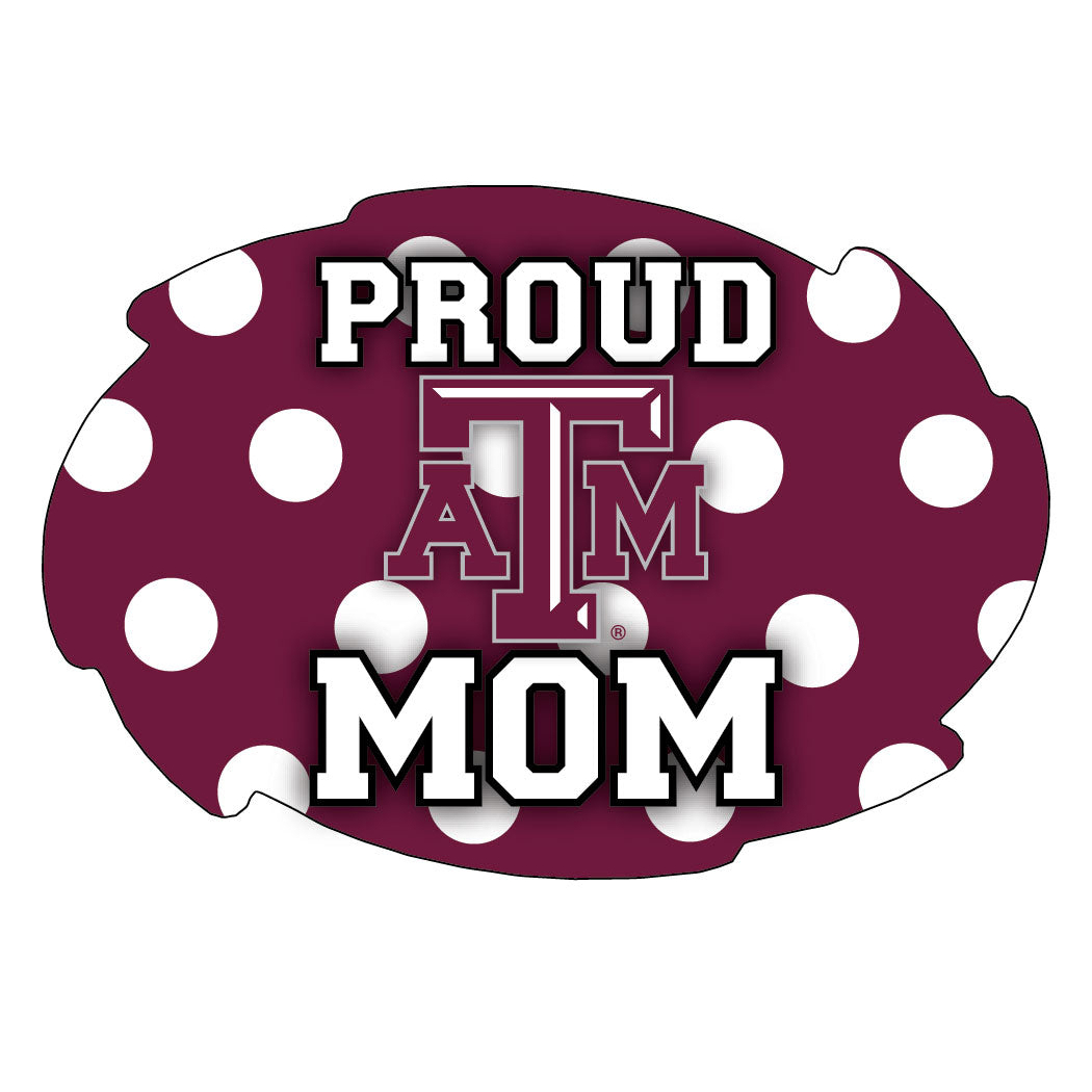 Texas A&M Aggies NCAA Collegiate Trendy Polka Dot Proud Mom 5 X 6 Swirl Decal Sticker