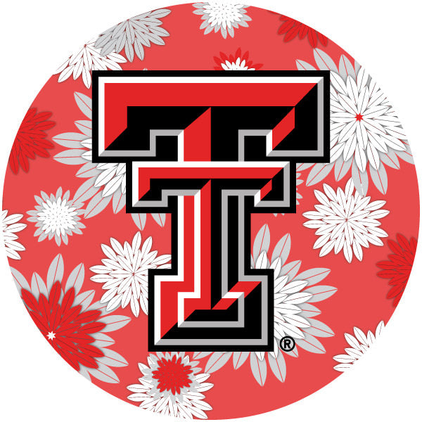 Texas Tech Red Raiders NCAA Collegiate Trendy Floral Flower Fashion Pattern 4 Inch Round Decal Sticker