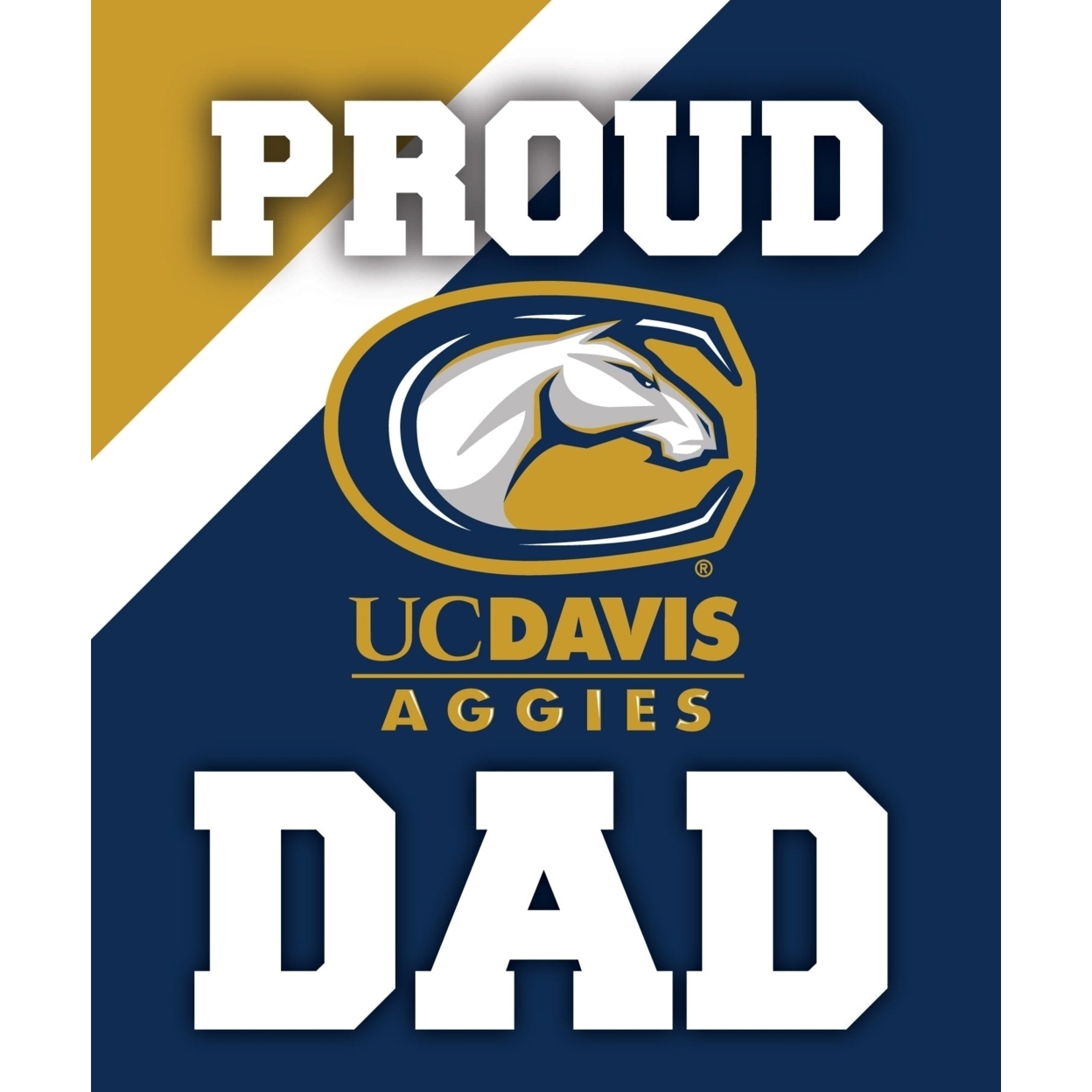UC Davis Aggies NCAA Collegiate 5x6 Inch Rectangle Stripe Proud Dad Decal Sticker