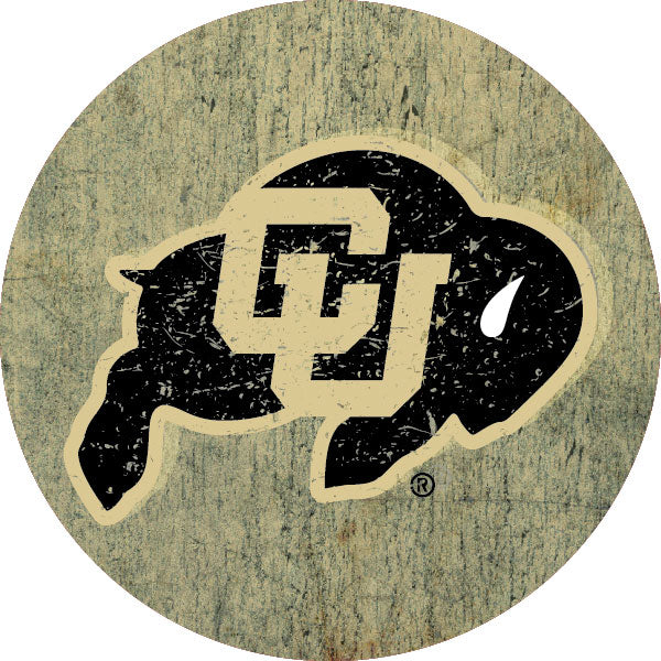 Colorado Buffaloes Distressed Wood Grain 4 Round Magnet