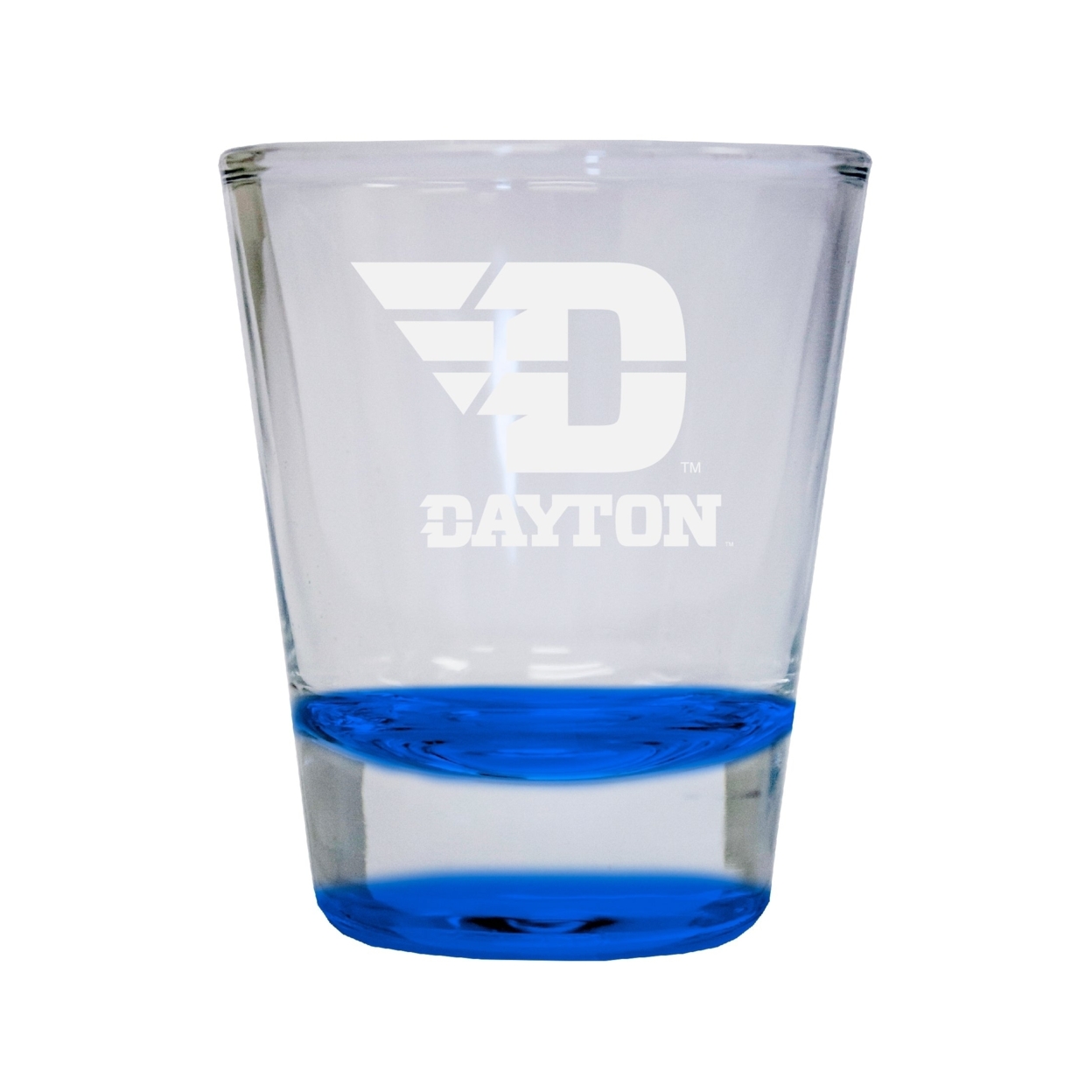 Dayton Flyers Etched Round Shot Glass 2 Oz Blue