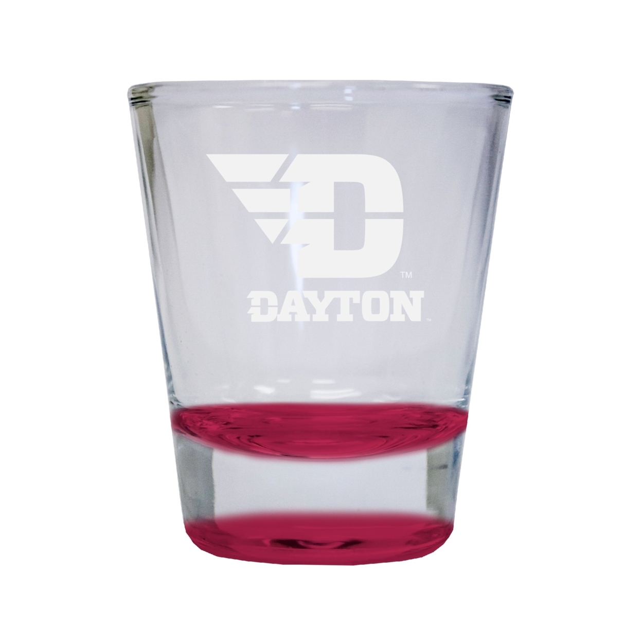 Dayton Flyers Etched Round Shot Glass 2 Oz Red