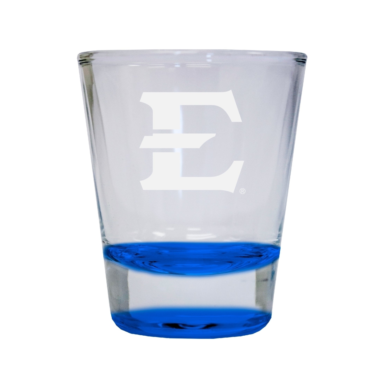 East Tennessee State University Etched Round Shot Glass 2 Oz Blue
