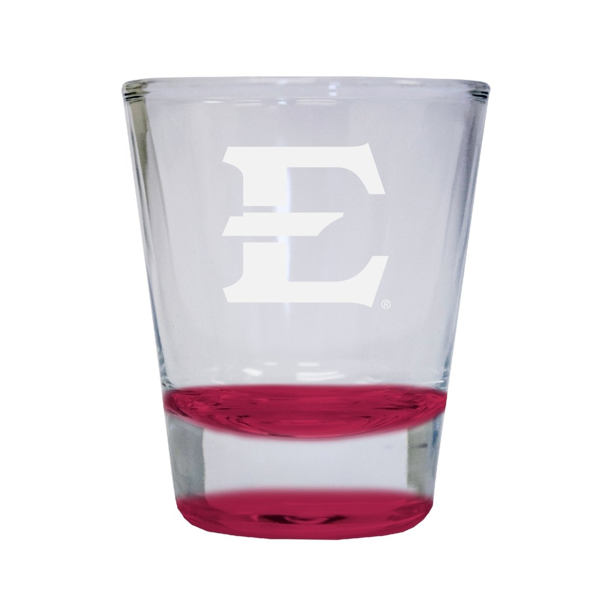 East Tennessee State University Etched Round Shot Glass 2 Oz Red