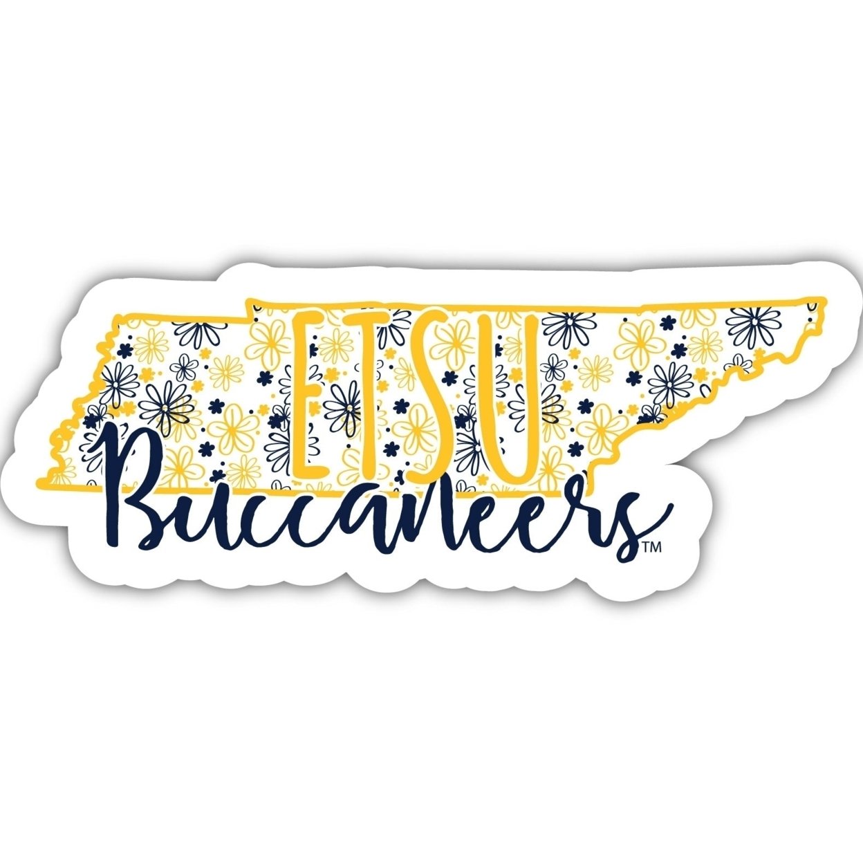 East Tennessee State University Floral State Die Cut Decal 2-Inch