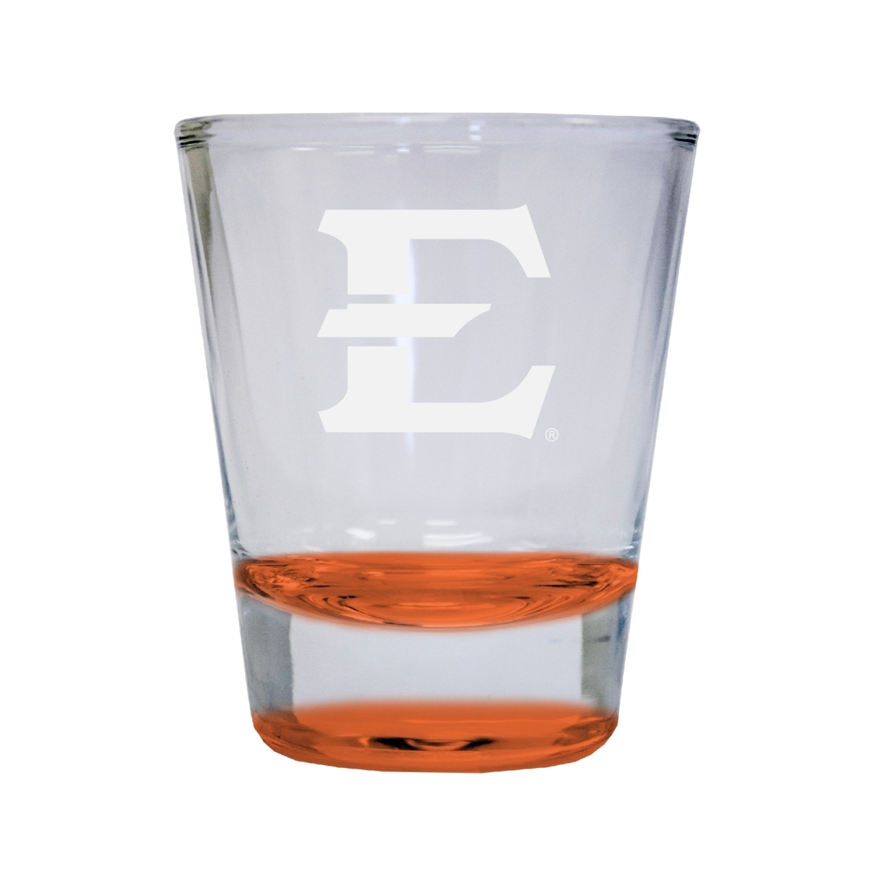 East Tennessee State University Etched Round Shot Glass 2 Oz Orange