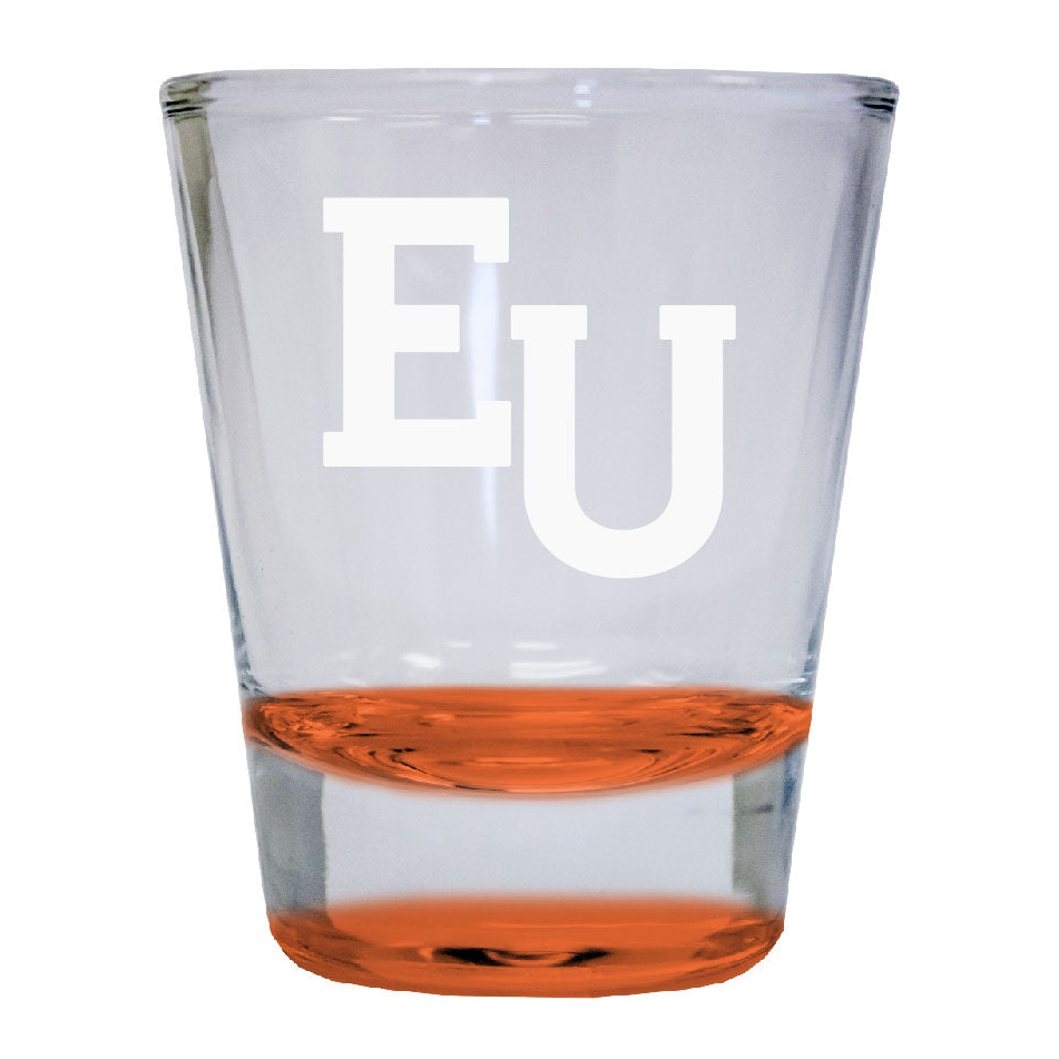 Edinboro University Etched Round Shot Glass 2 Oz Orange