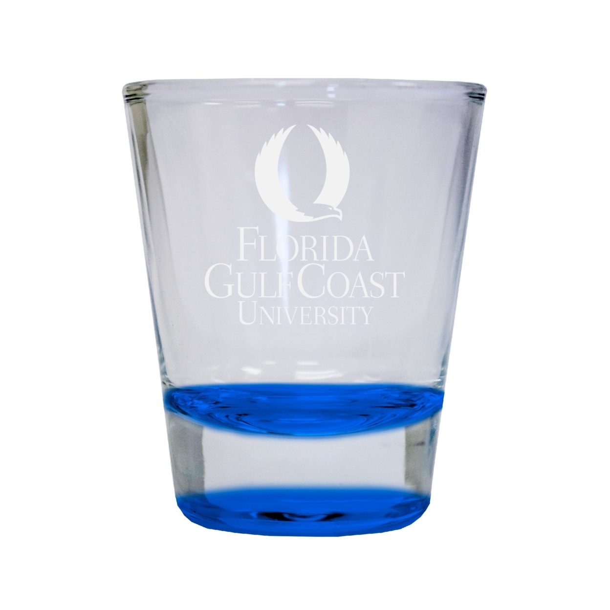 Florida Gulf Coast Eagles Etched Round Shot Glass 2 Oz Blue
