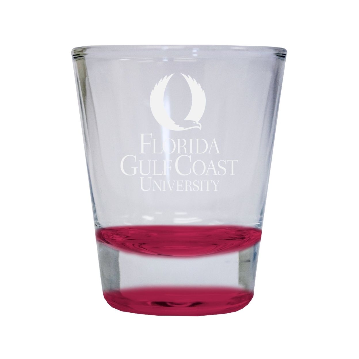 Florida Gulf Coast Eagles Etched Round Shot Glass 2 Oz Red