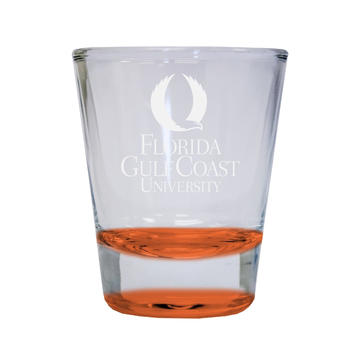 Florida Gulf Coast Eagles Etched Round Shot Glass 2 Oz Orange