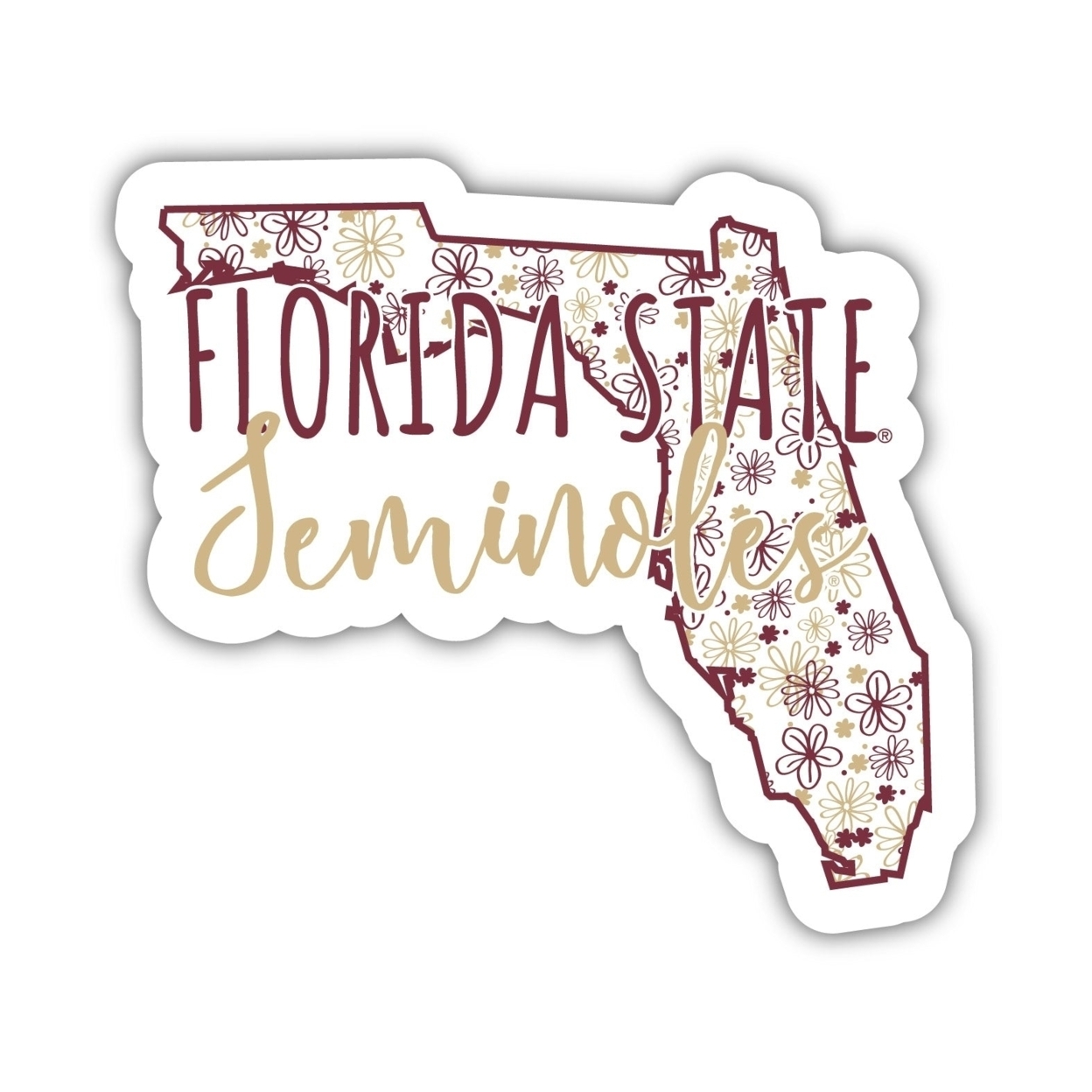 Florida State Seminoles Floral State Die Cut Decal 2-Inch