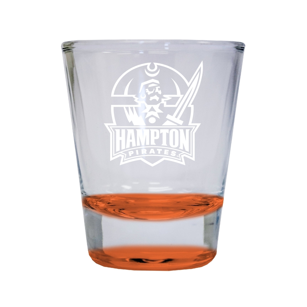 Hampton University Etched Round Shot Glass 2 Oz Orange