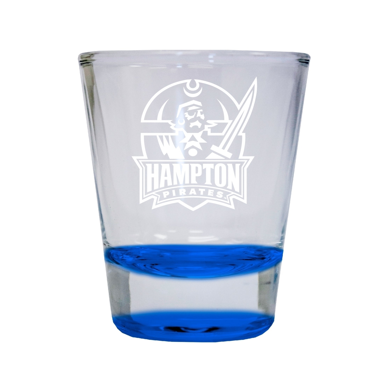 Hampton University Etched Round Shot Glass 2 Oz Blue