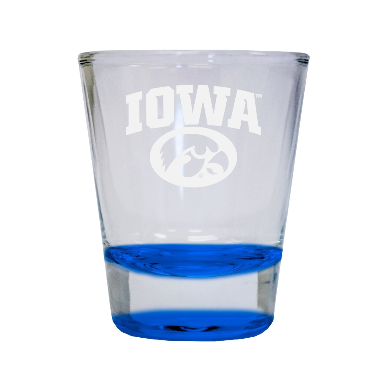 Iowa Hawkeyes Etched Round Shot Glass 2 Oz Blue