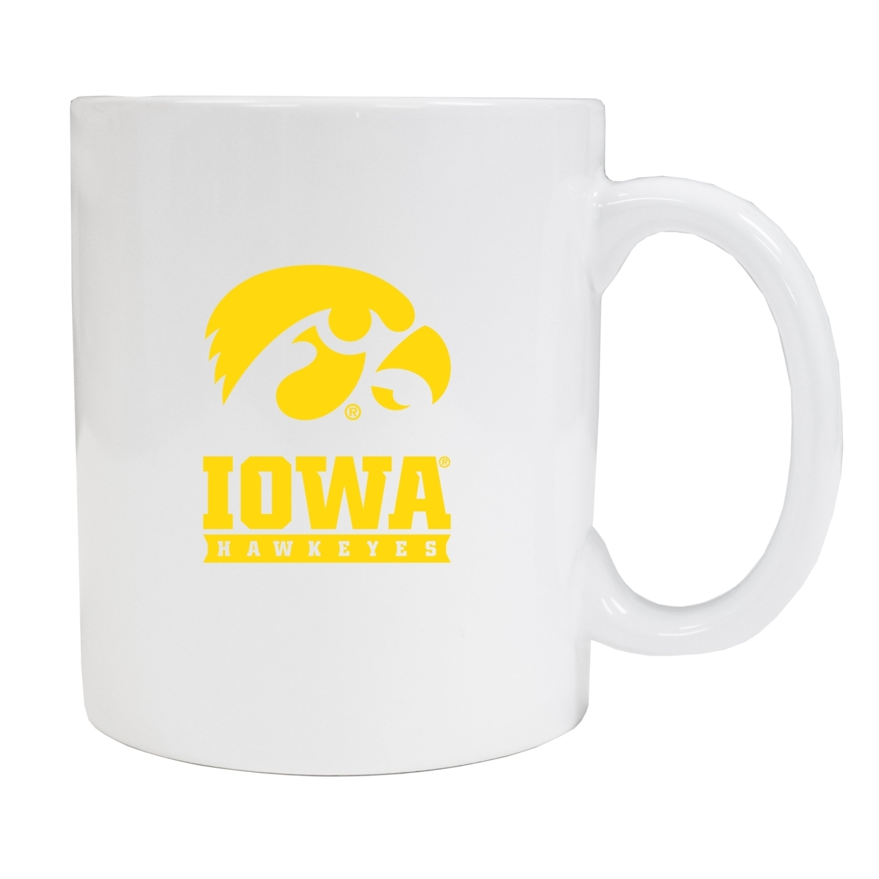 Iowa Hawkeyes White Ceramic Mug (White).