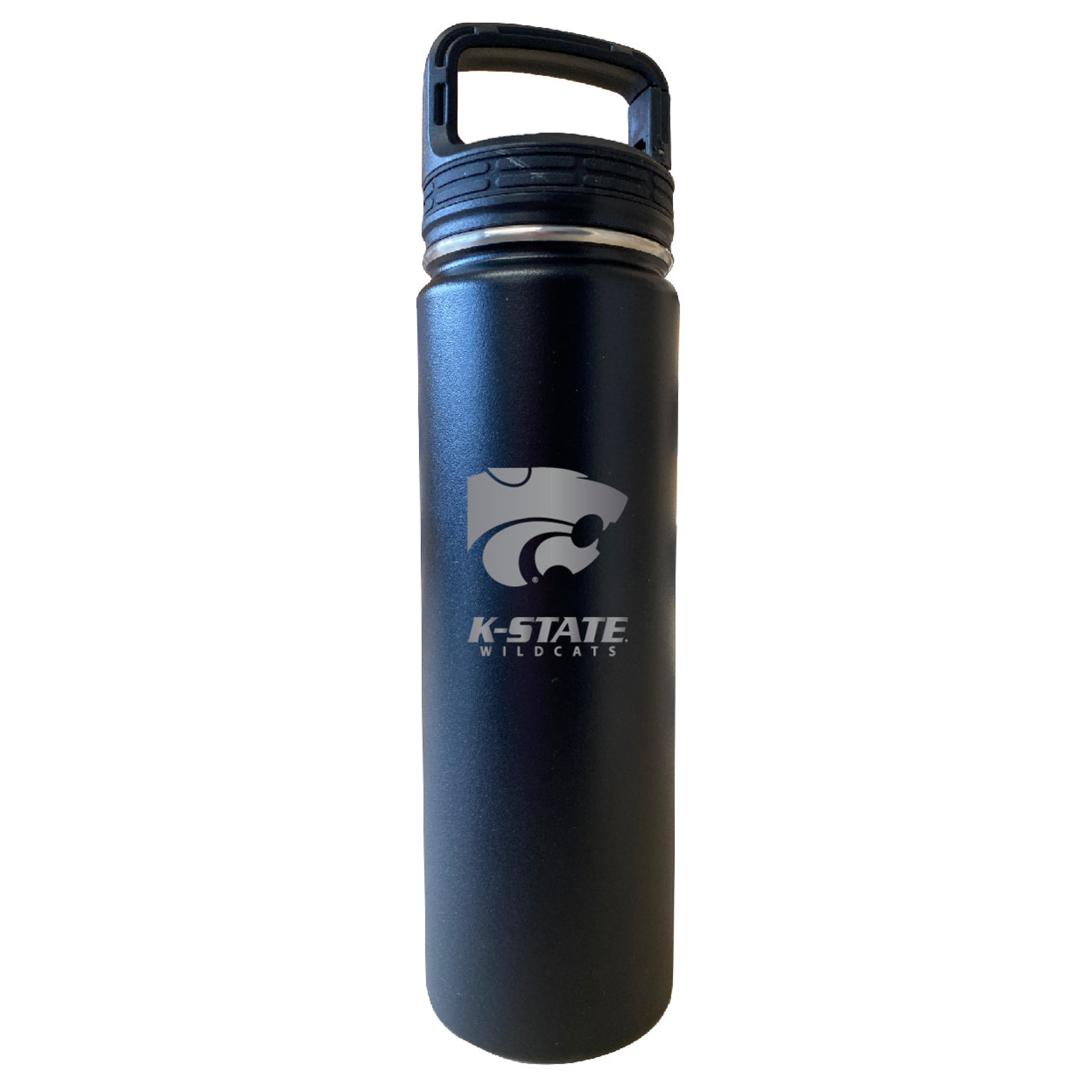 Kansas State Wildcats 32 Oz Engraved Insulated Double Wall Stainless Steel Water Bottle Tumbler (Black)