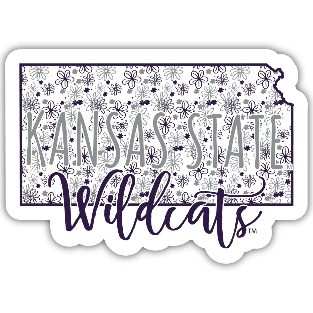 Kansas State Wildcats Floral State Die Cut Decal 2-Inch
