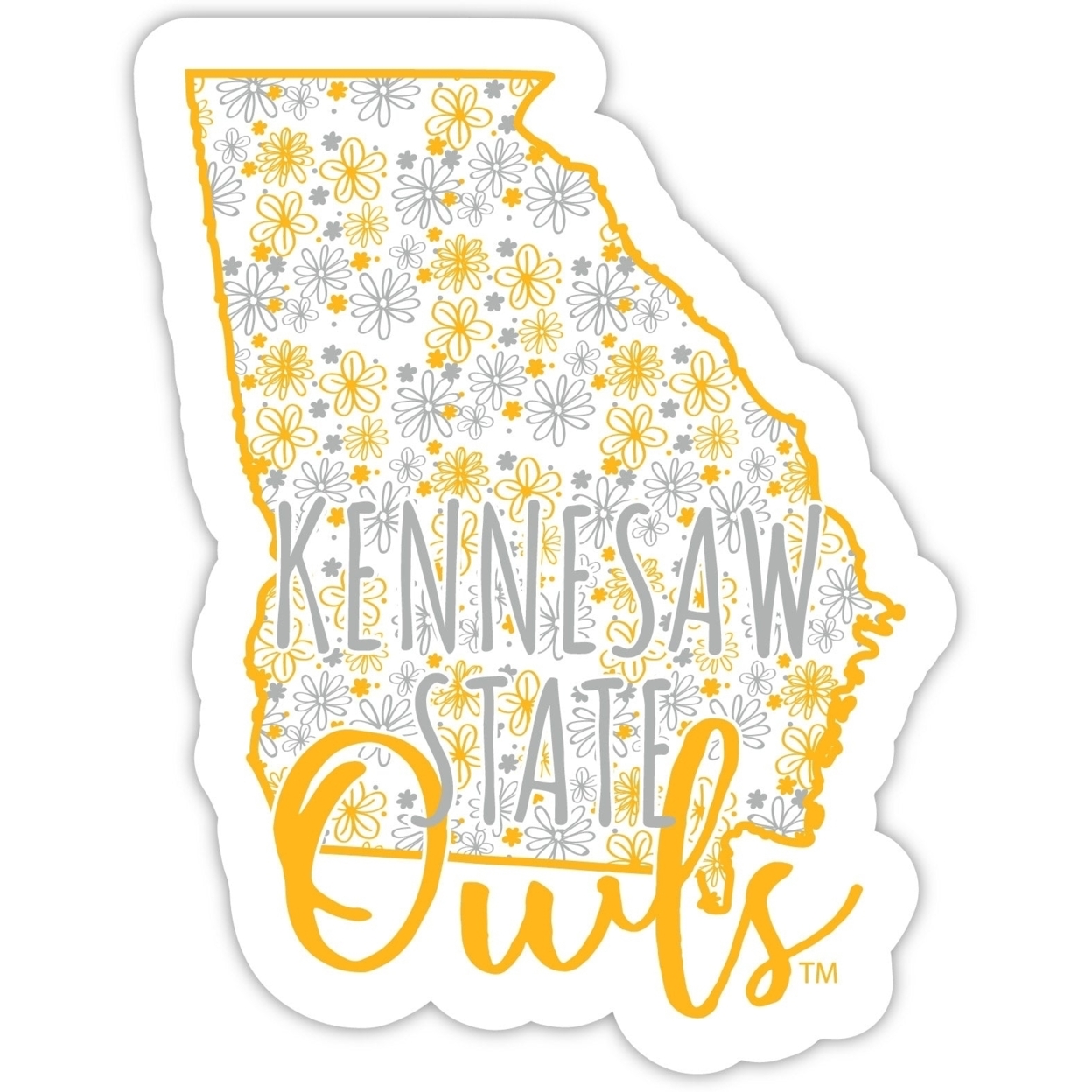 Kennesaw State University Floral State Die Cut Decal 2-Inch