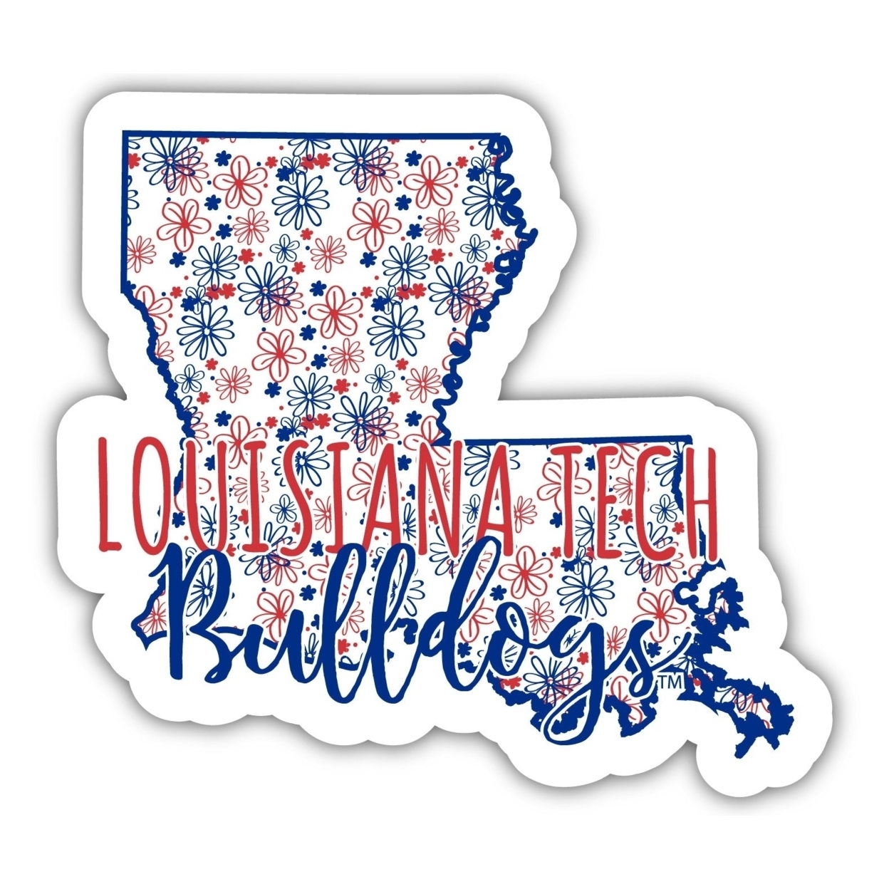 Louisiana Tech Bulldogs Floral State Die Cut Decal 2-Inch