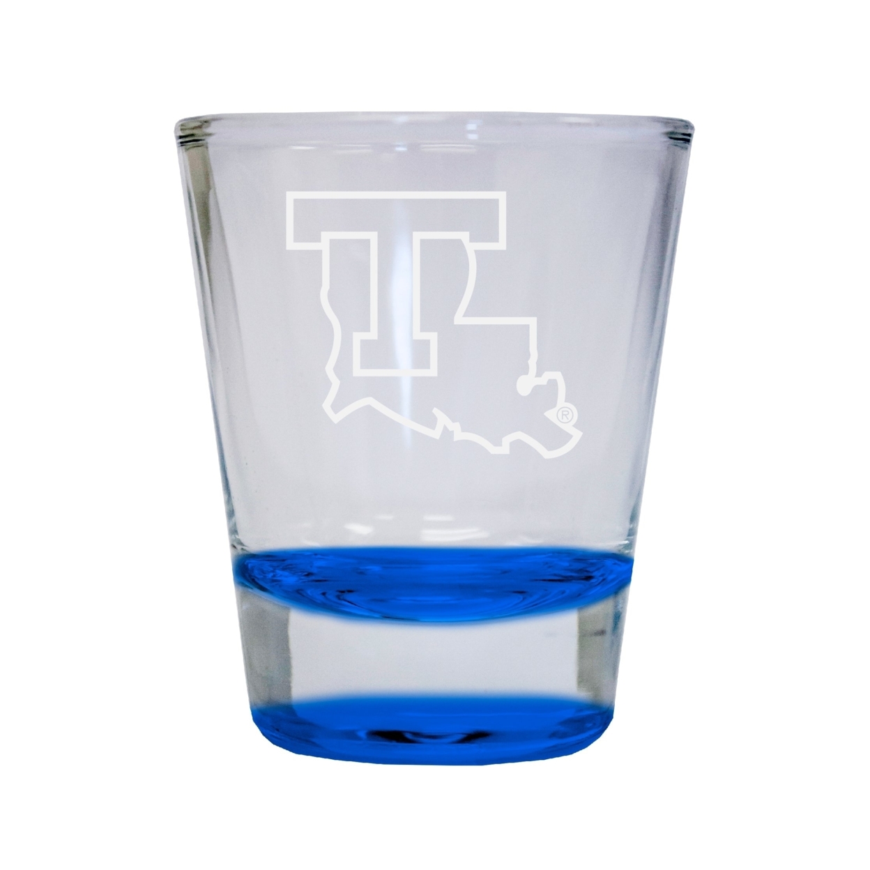 Louisiana Tech Bulldogs Etched Round Shot Glass 2 Oz Blue