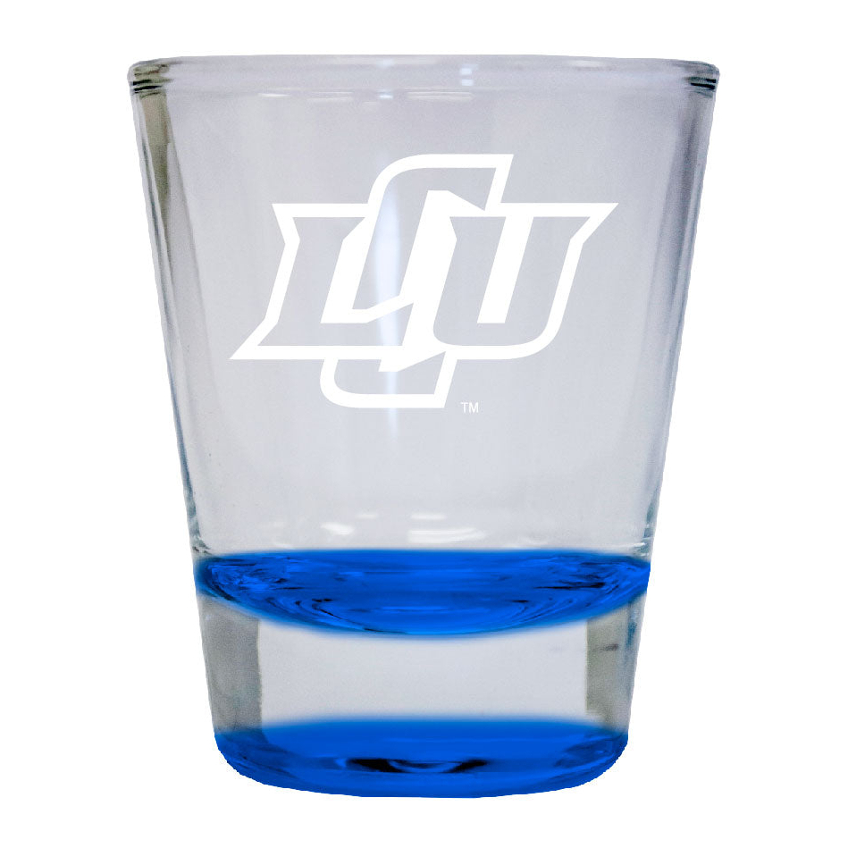 Lubbock Christian University Chaparral Etched Round Shot Glass 2 Oz Blue