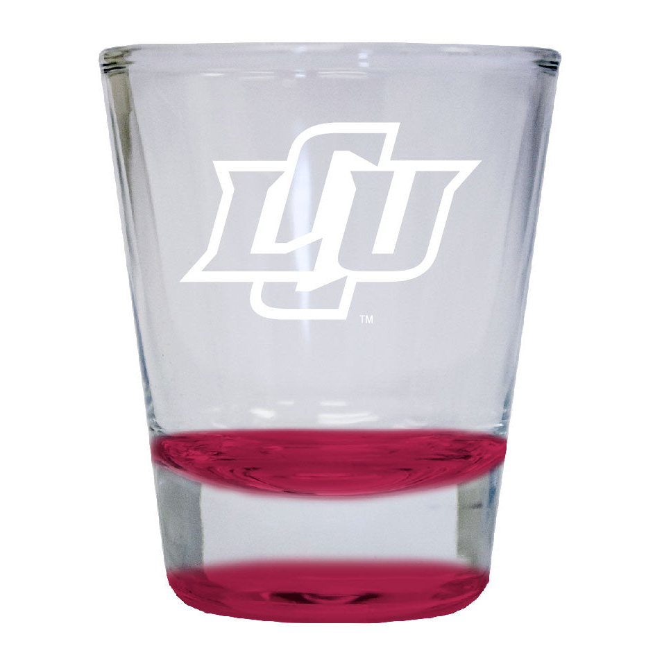 Lubbock Christian University Chaparral Etched Round Shot Glass 2 Oz Red