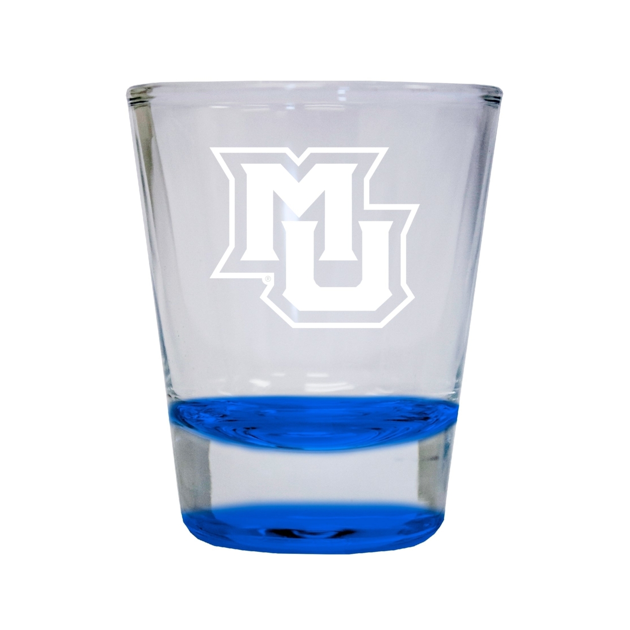 Marquette Golden Eagles Etched Round Shot Glass 2 Oz Blue