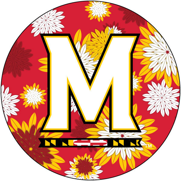 Maryland Terrapins 4 Inch Round Floral Magnet