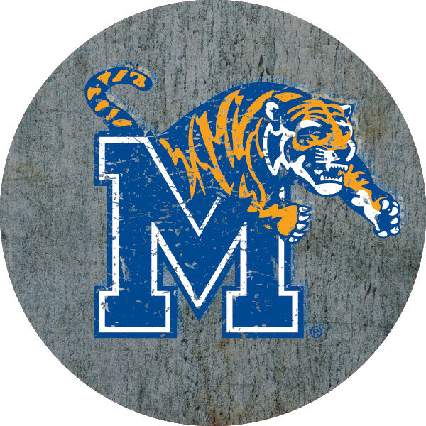 Memphis Tigers Distressed Wood Grain 4 Round Magnet