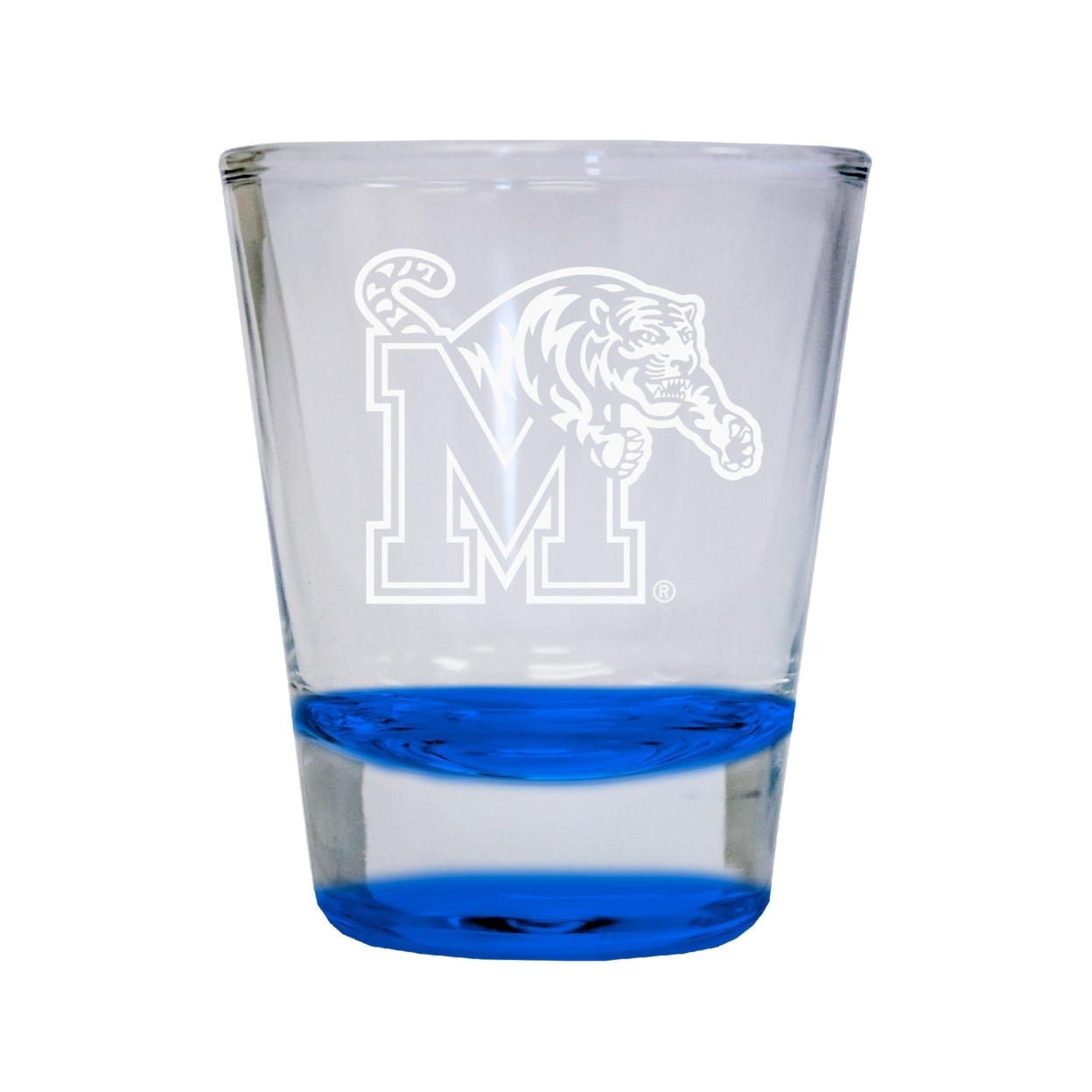 Memphis Tigers Etched Round Shot Glass 2 Oz Blue