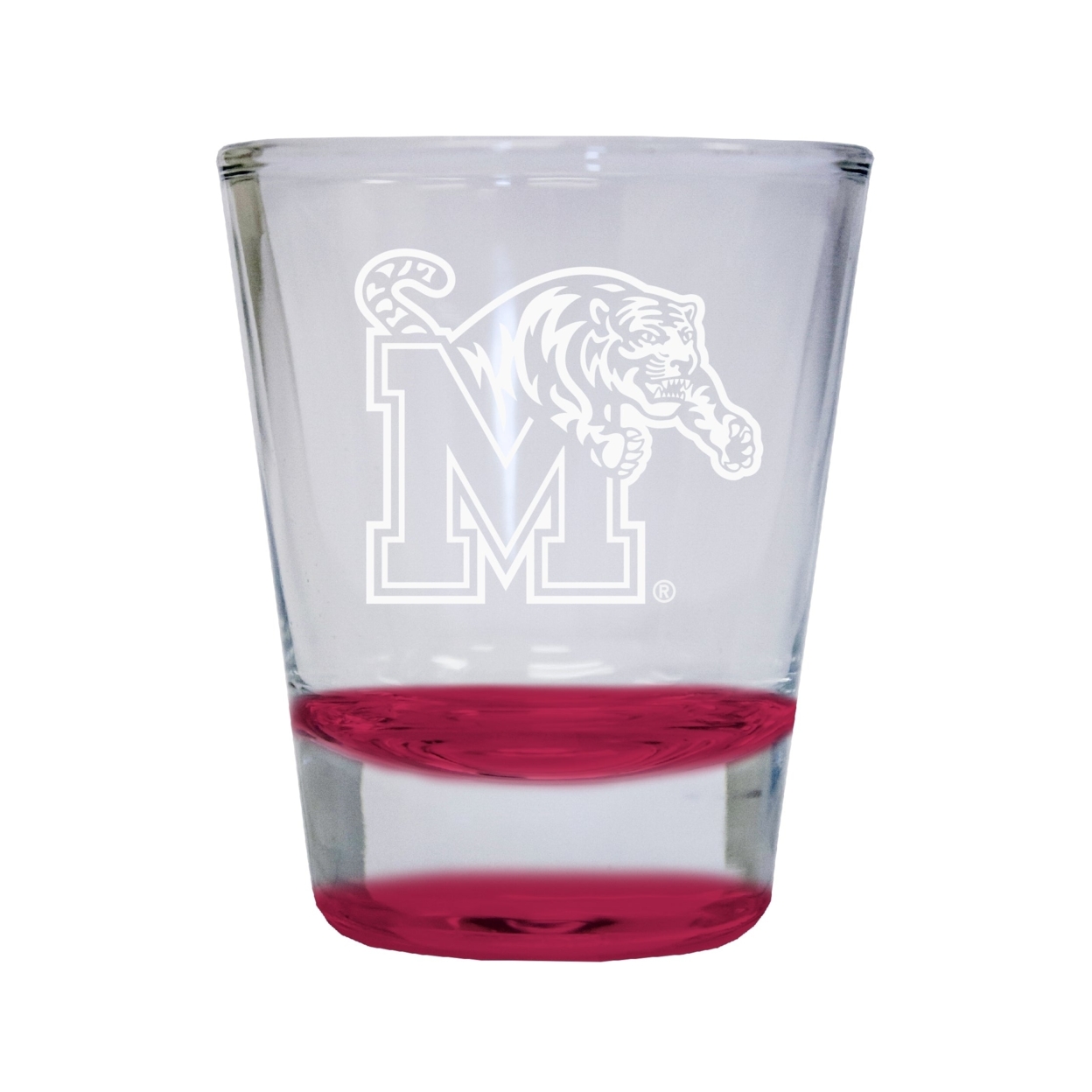 Memphis Tigers Etched Round Shot Glass 2 Oz Red