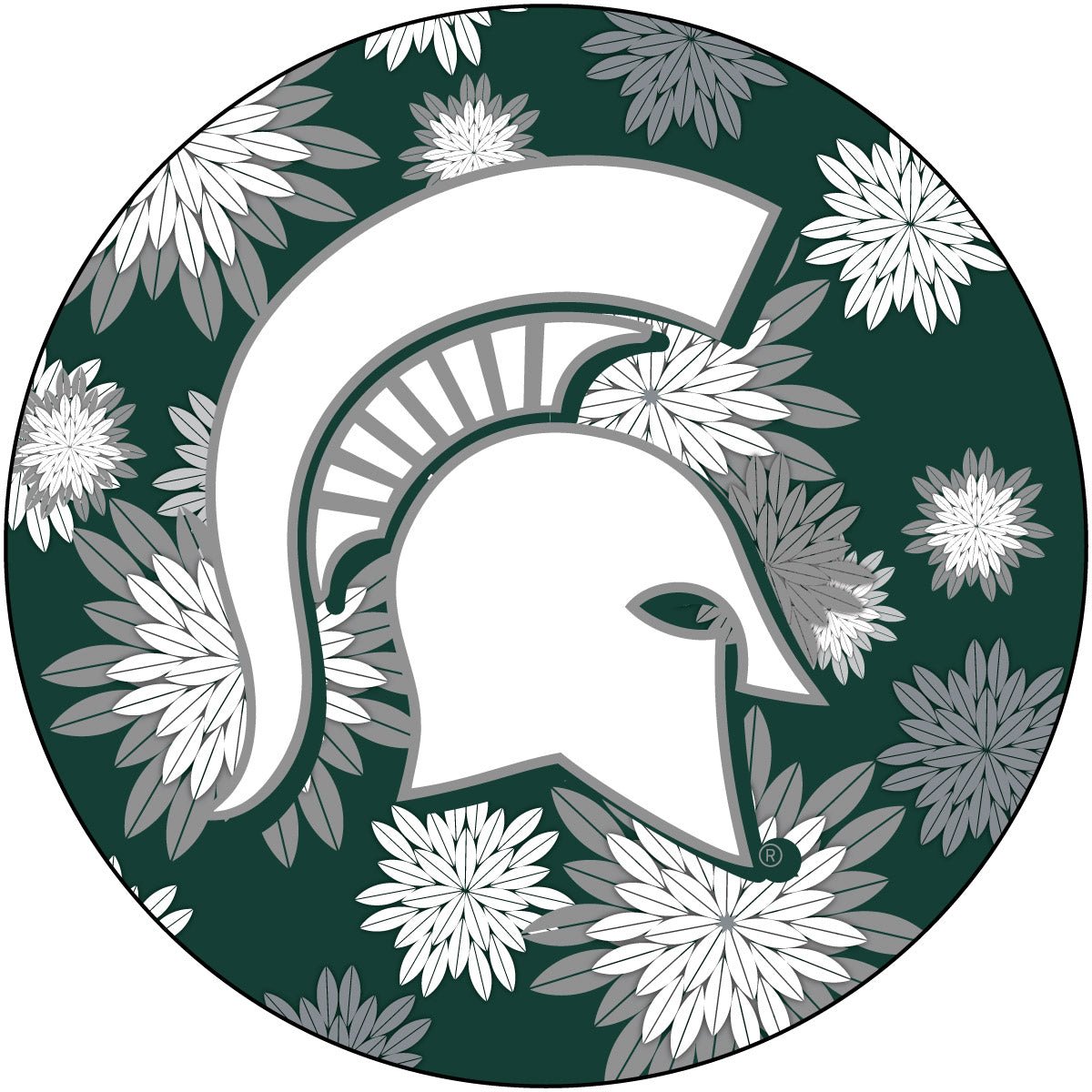 Michigan State Spartans 4 Inch Round Floral Magnet