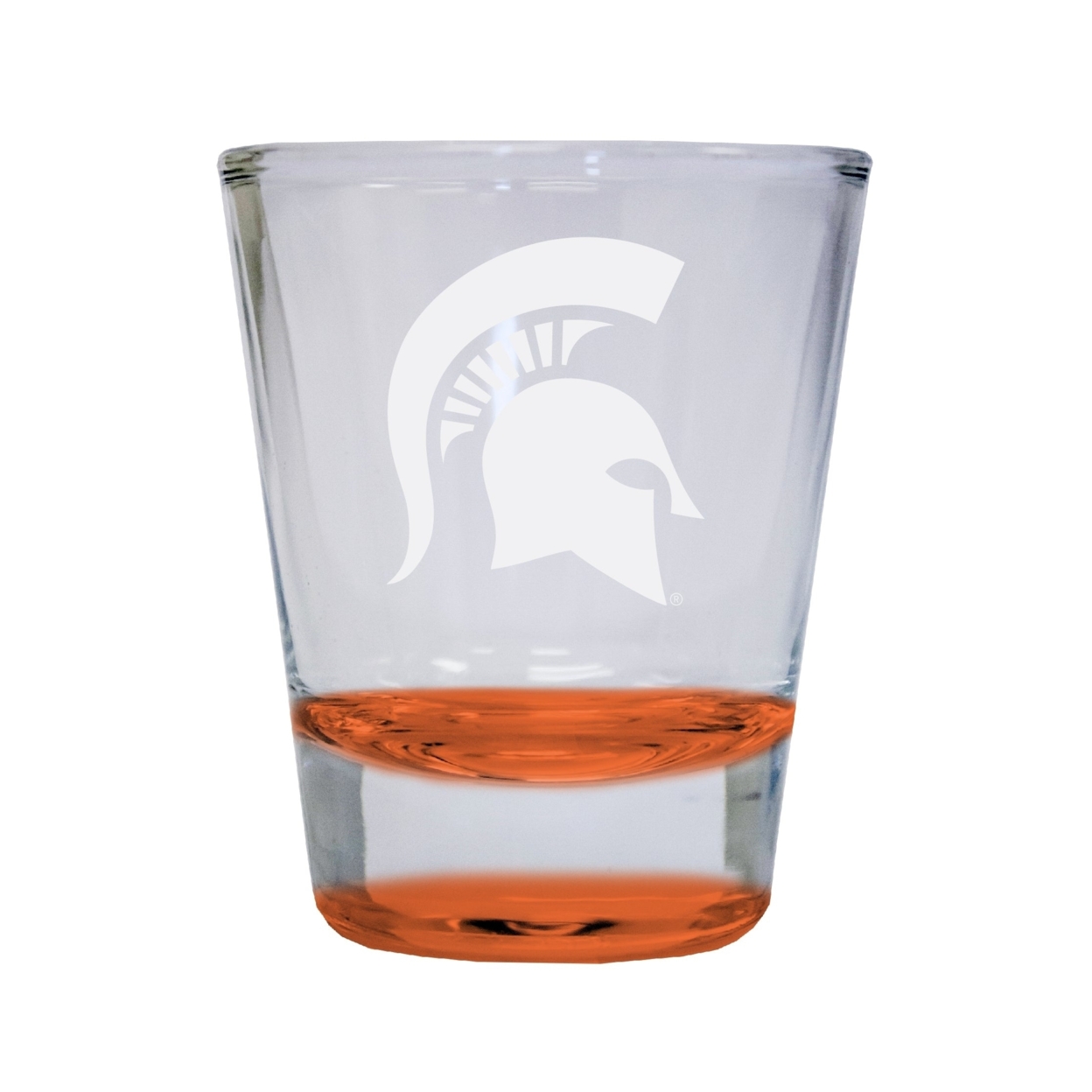 Michigan State Spartans Etched Round Shot Glass 2 Oz Orange