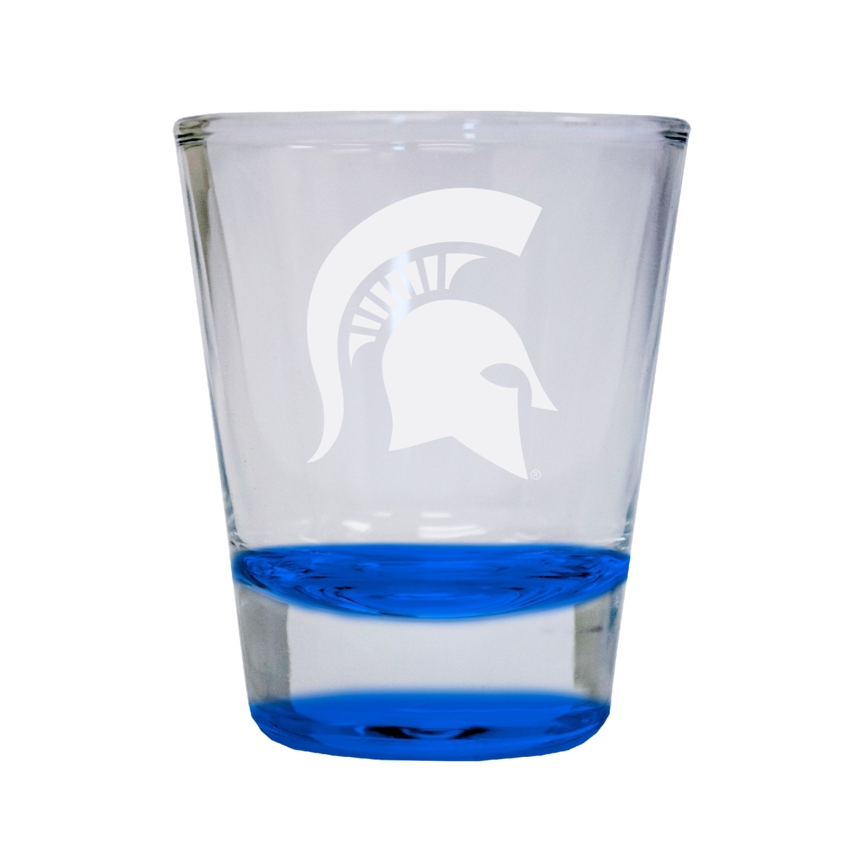 Michigan State Spartans Etched Round Shot Glass 2 Oz Blue