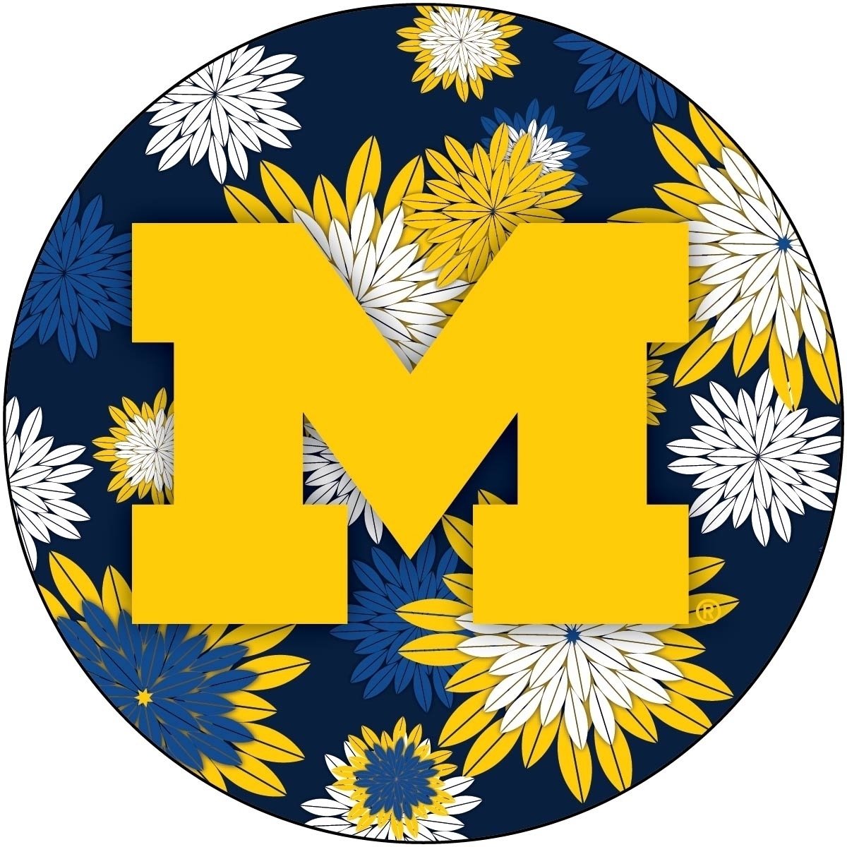 Michigan Wolverines 4 Inch Round Floral Magnet