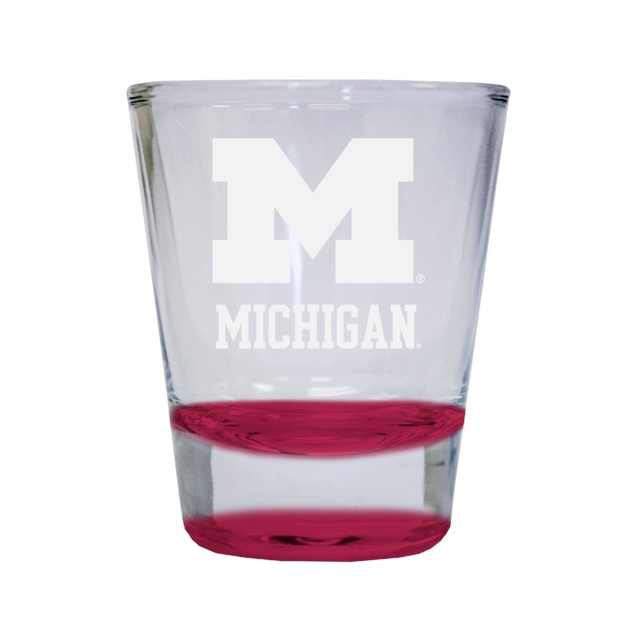 Michigan Wolverines Etched Round Shot Glass 2 Oz Red