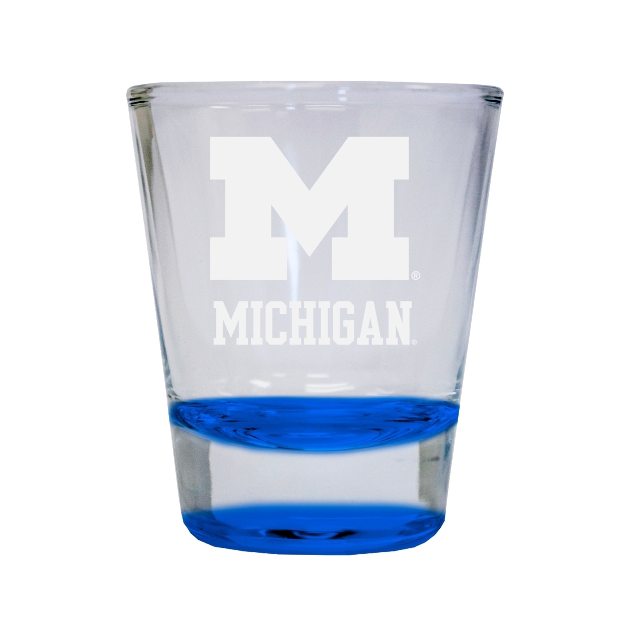 Michigan Wolverines Etched Round Shot Glass 2 Oz Blue