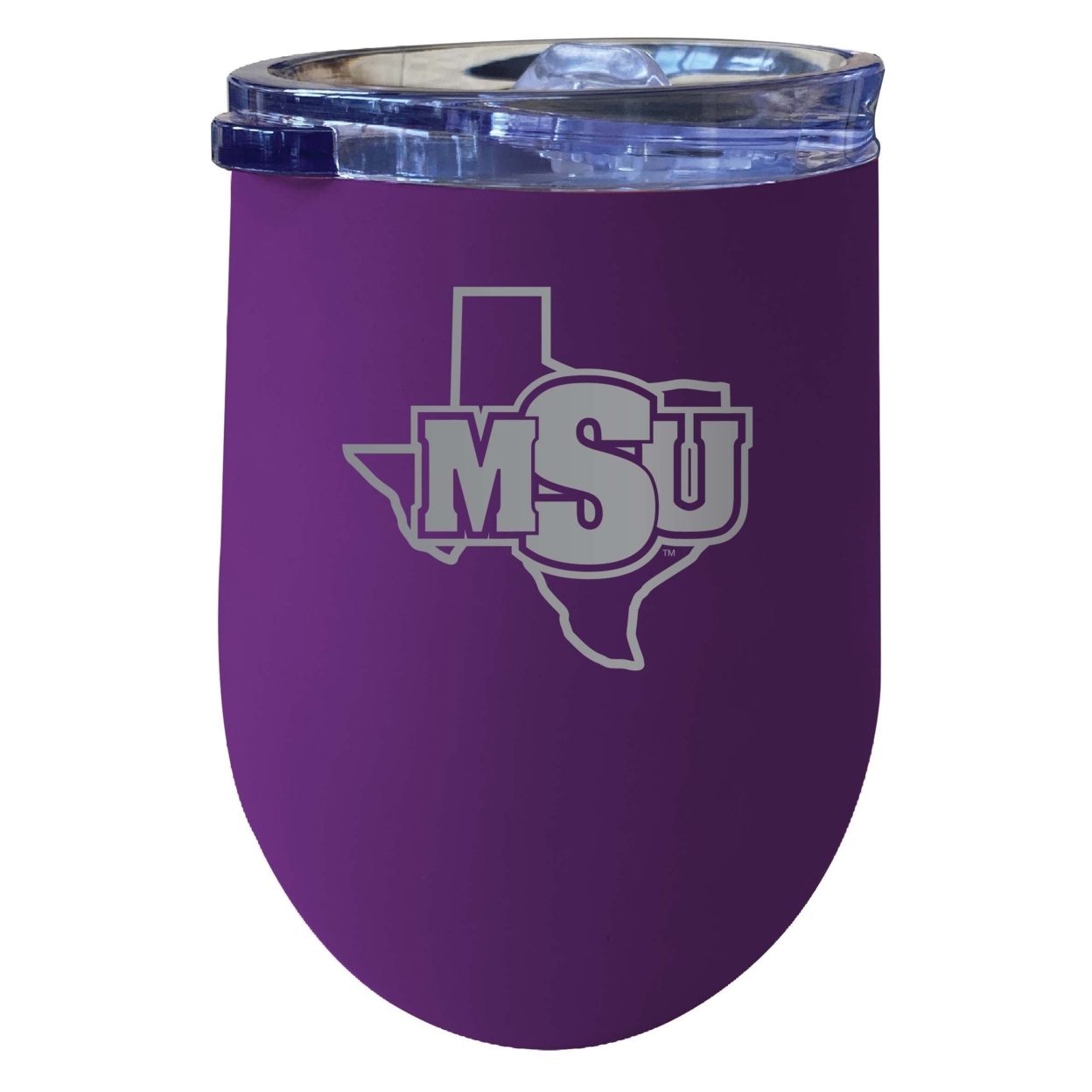 Midwestern State University Mustangs 12 Oz Etched Insulated Wine Stainless Steel Tumbler Purple
