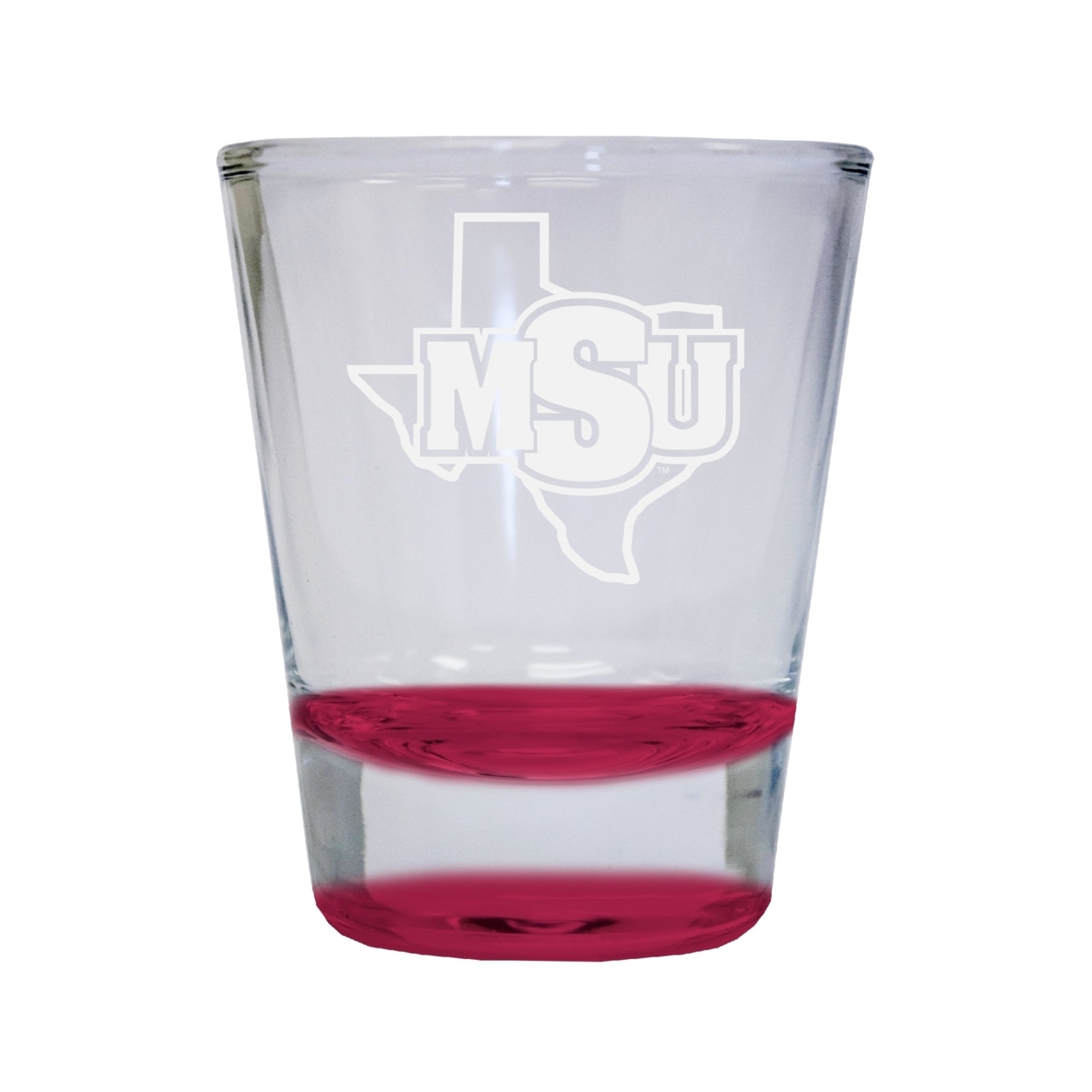 Midwestern State University Mustangs Etched Round Shot Glass 2 Oz Red