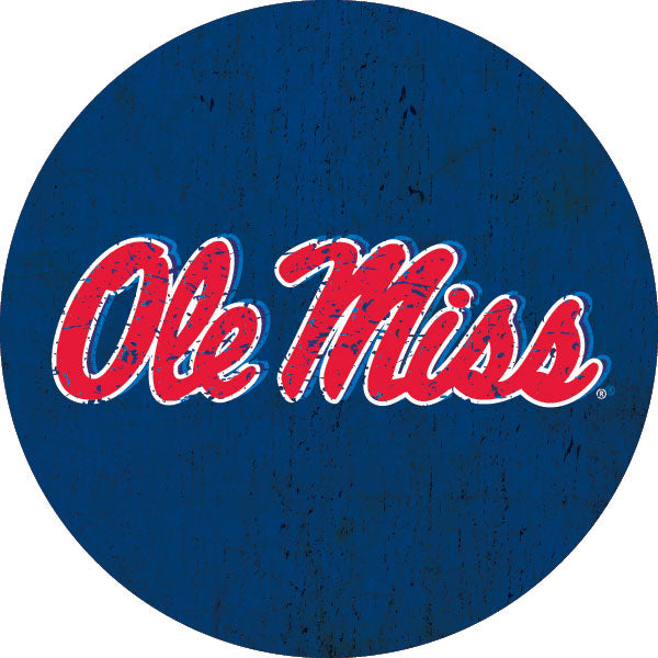 Mississippi Rebels Ole Miss Distressed Wood Grain 4 Inch Round Magnet