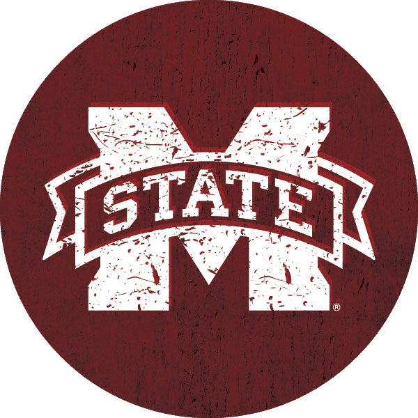 Mississippi State Bulldogs Distressed Wood Grain 4 Inch Round Magnet