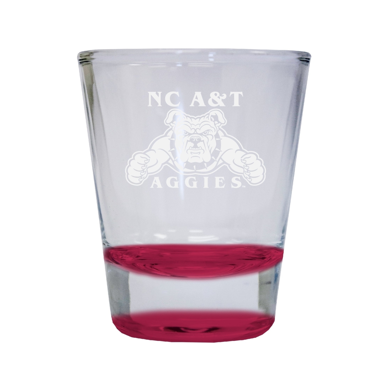 North Carolina A&T State Aggies Etched Round Shot Glass 2 Oz Red
