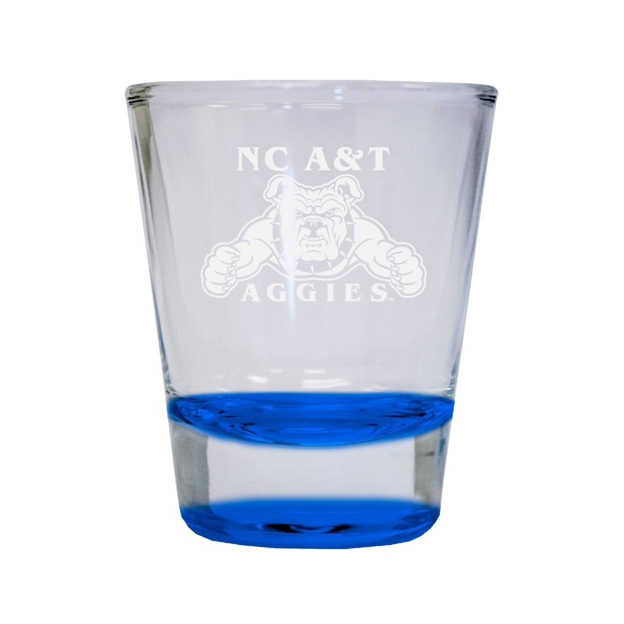 North Carolina A&T State Aggies Etched Round Shot Glass 2 Oz Blue