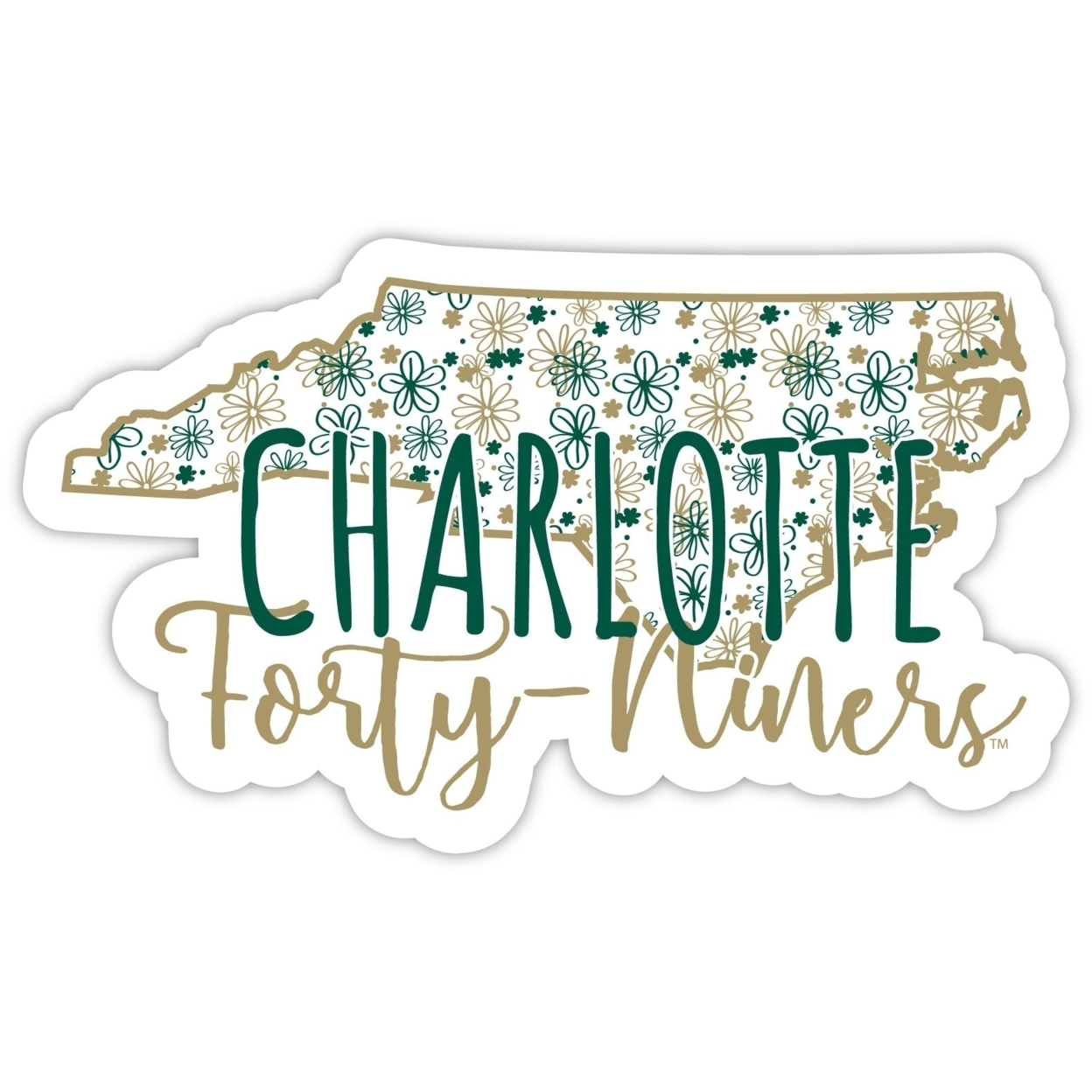 North Carolina Charlotte Forty-Niners Floral State Die Cut Decal 2-Inch