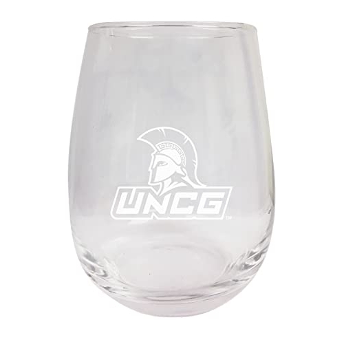 North Carolina Greensboro Spartans Etched Stemless Wine Glass