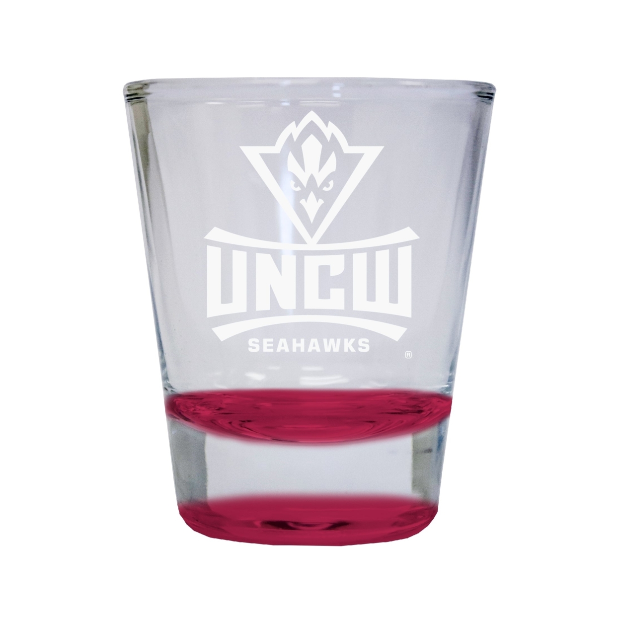 North Carolina Wilmington Seahawks Etched Round Shot Glass 2 Oz Red