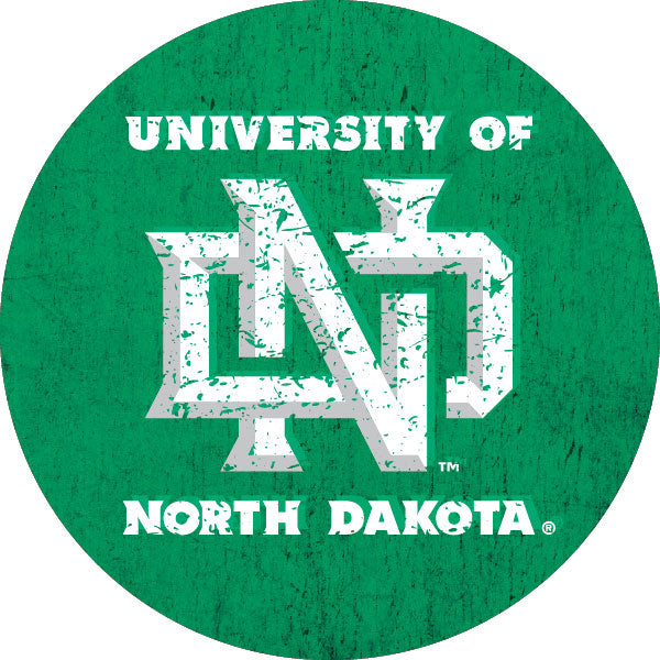 North Dakota Distressed Wood Grain 4 Inch Round Magnet