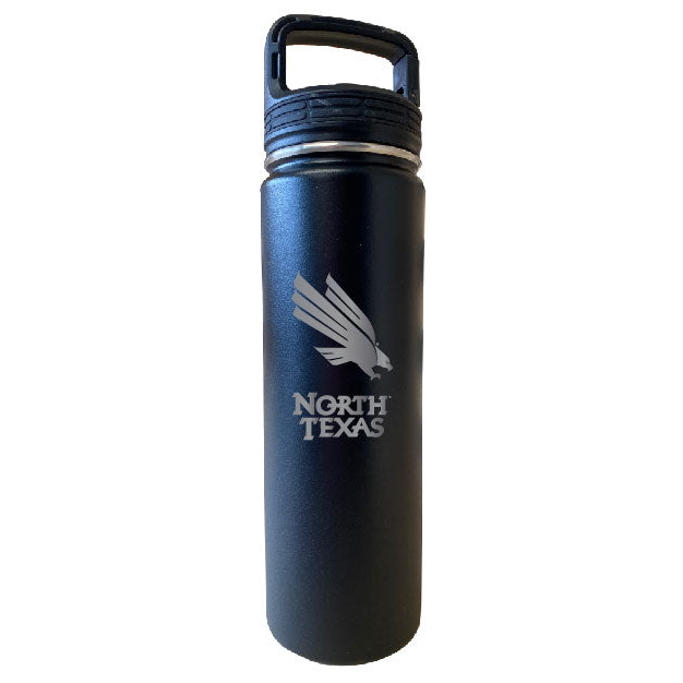 North Texas 32 Oz Engraved Insulated Double Wall Stainless Steel Water Bottle Tumbler (Black)