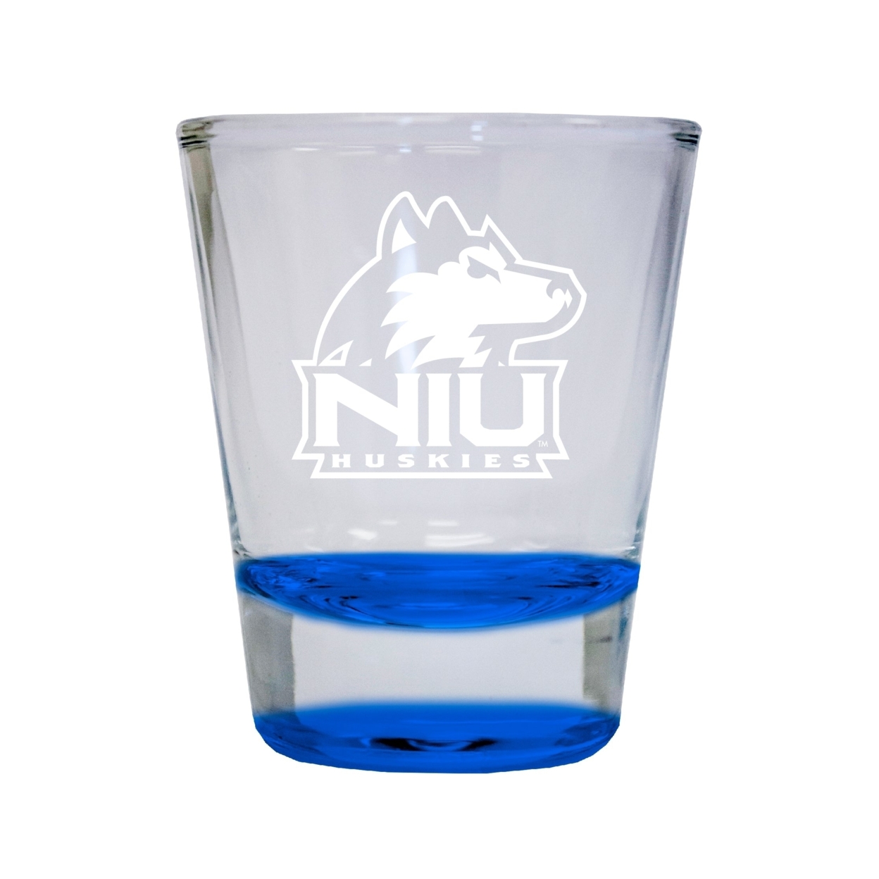 Northern Illinois Huskies Etched Round Shot Glass 2 Oz Blue